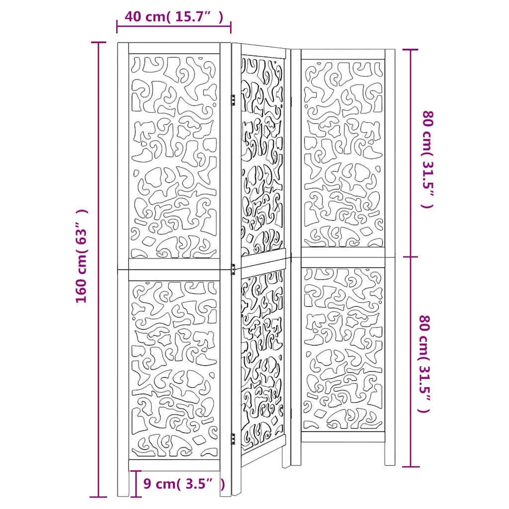 Room Divider White 3 Panels Folding Privacy Screen Indoor Partition Decorative