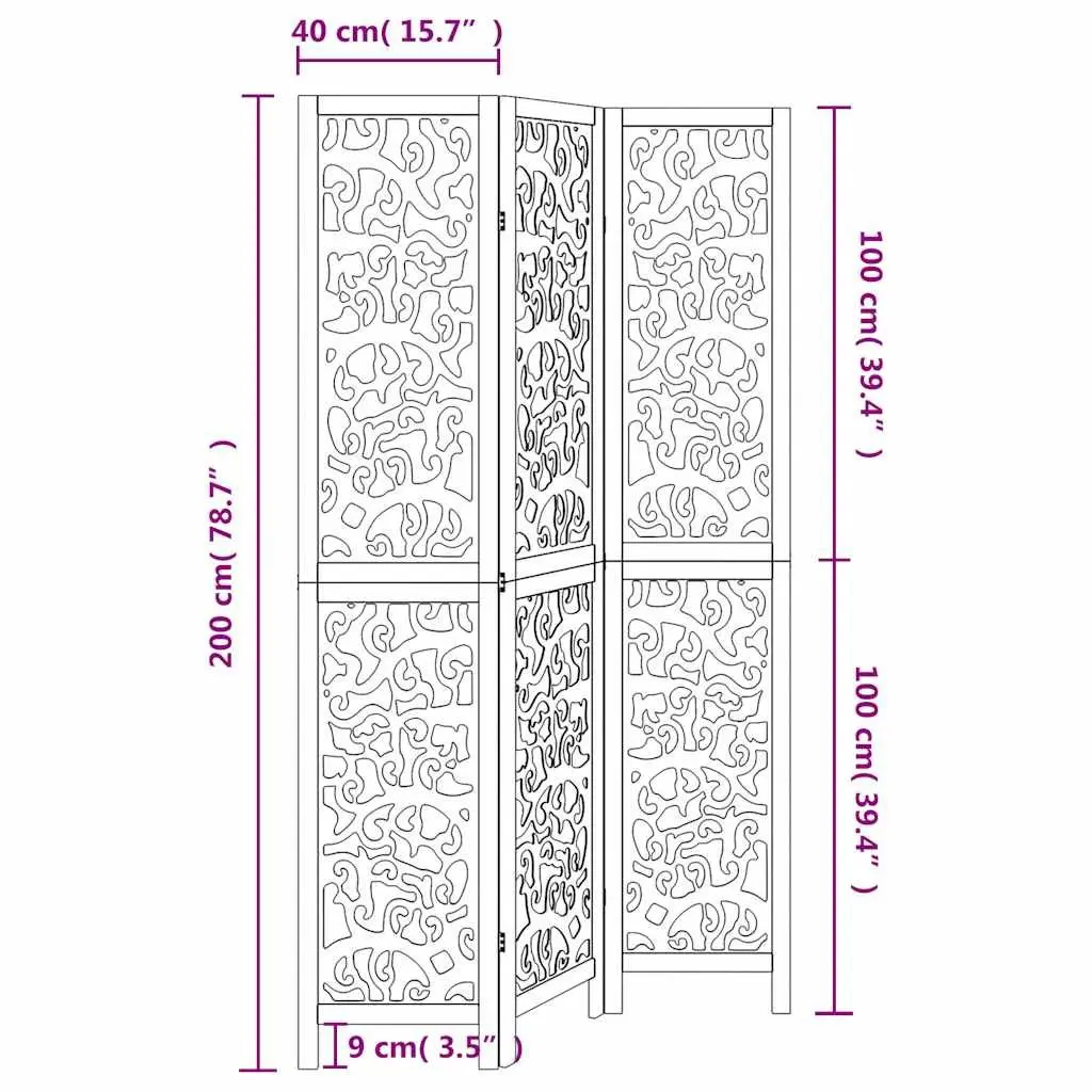 Room Divider White 3 Panels Folding Privacy Screen Partition Indoor Decor