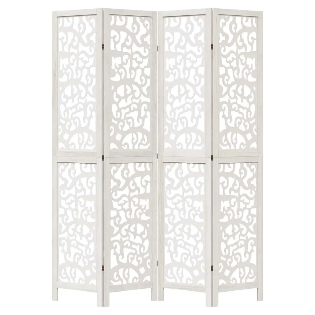 Room Divider White 4 Panels Folding Privacy Screen Indoor Decorative