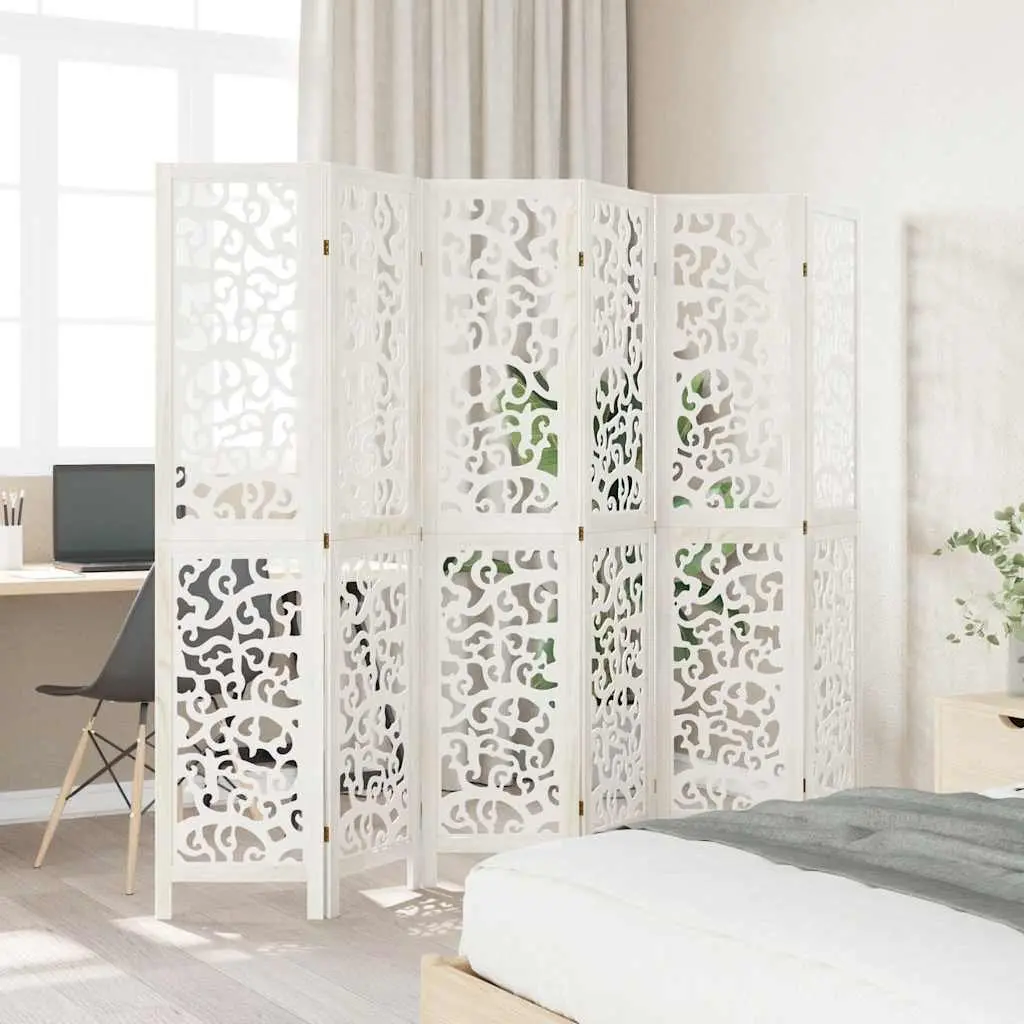 Room Divider White 6 Panels Folding Privacy Screen Partition Decorative Indoor