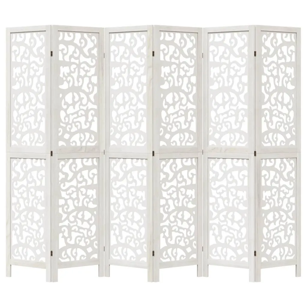 Room Divider White 6 Panels Folding Privacy Screen Partition Decorative Indoor