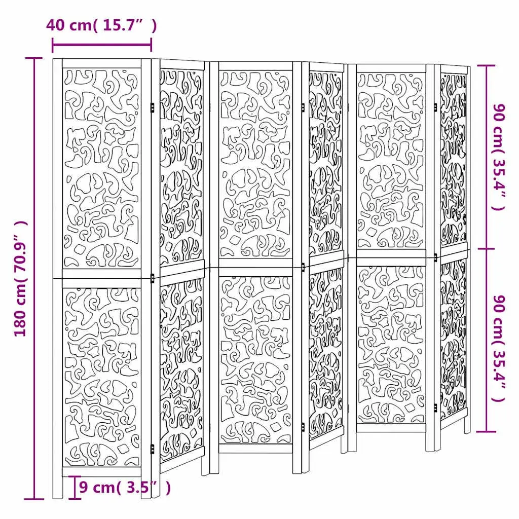Room Divider White 6 Panels Folding Privacy Screen Partition Decorative Indoor