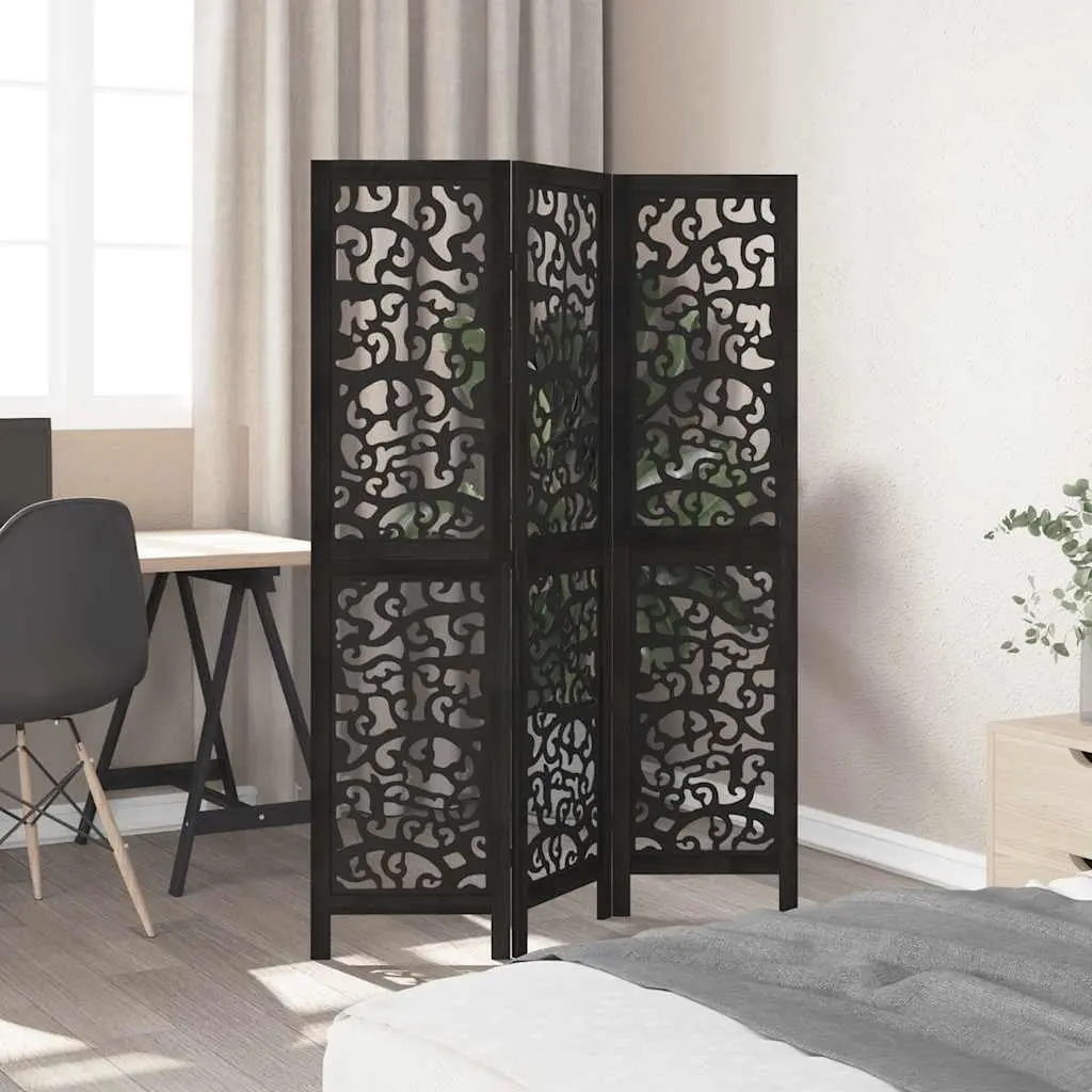 Room Divider Black 3 Panel Folding Screen Privacy Partition Indoor Decor