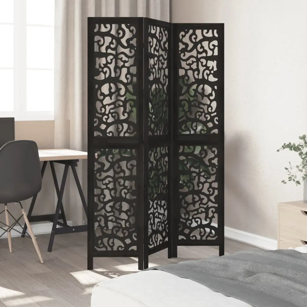 Room Divider Black 3 Panels Folding Privacy Screen Partition Indoor Decorative