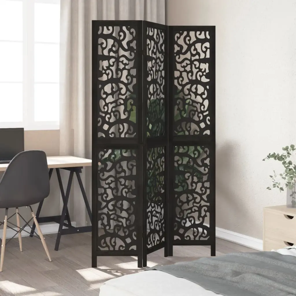 Room Divider Black 3 Panel Folding Privacy Screen Indoor Decor