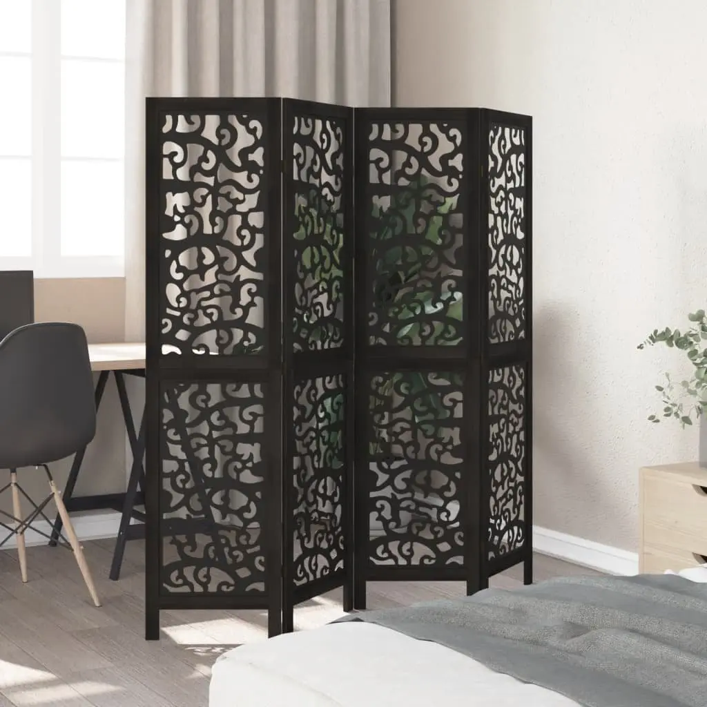 Room Divider Black 4 Panels Folding Privacy Screen Partition Indoor Decor