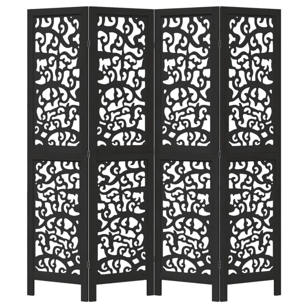 Room Divider Black 4 Panels Folding Privacy Screen Partition Indoor Decor