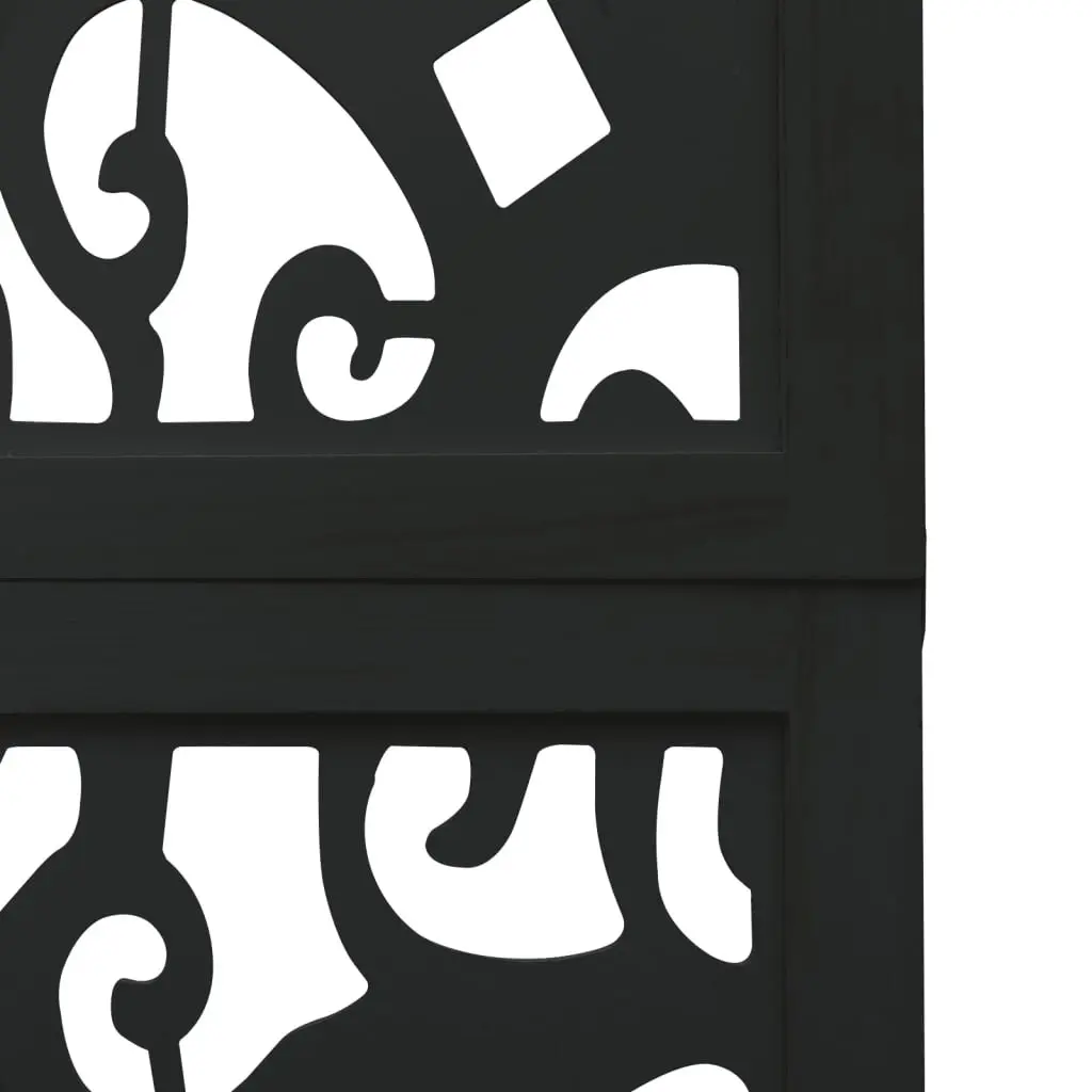 Room Divider Black 4 Panels Solid Wood Folding Privacy Screen Indoor