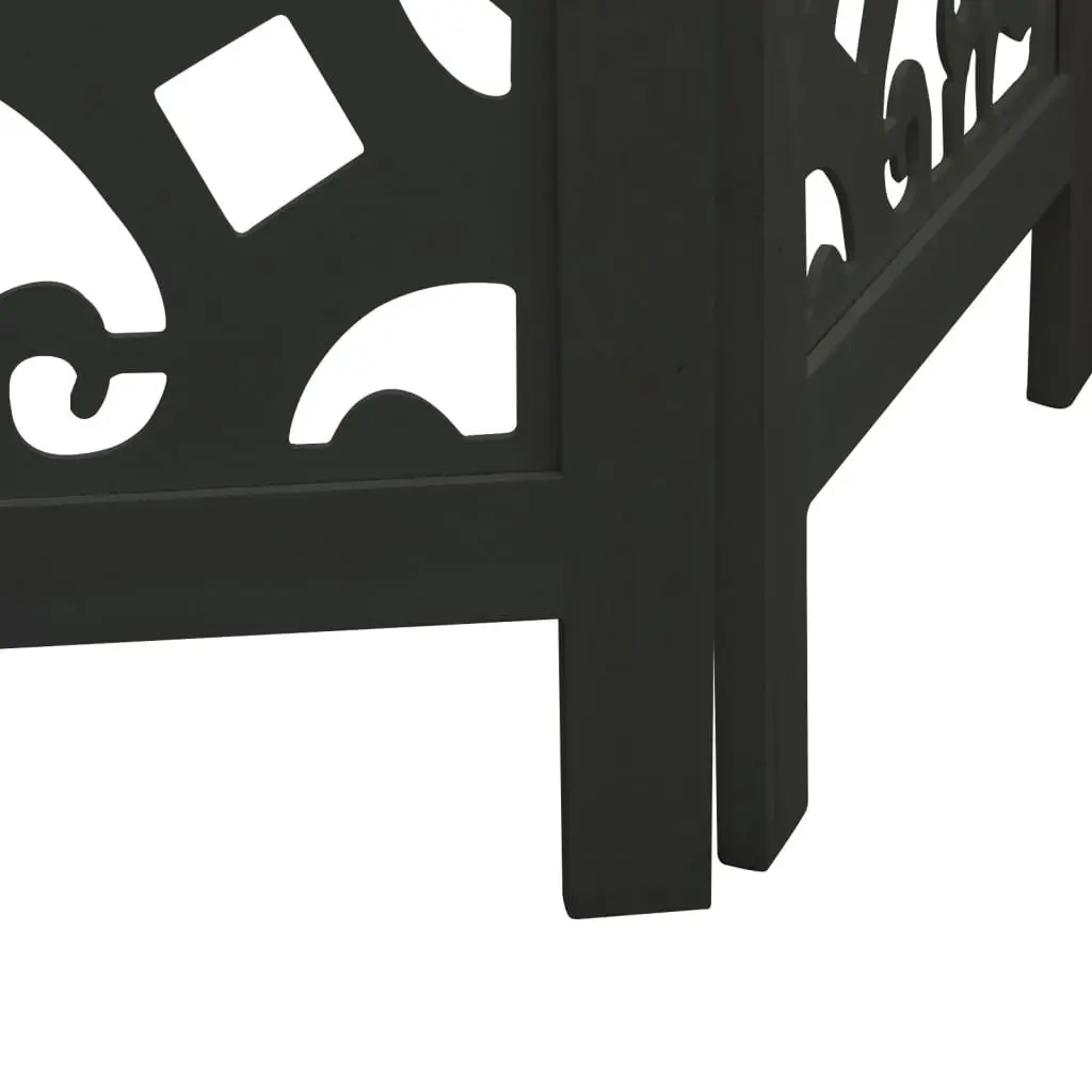 Room Divider Black 5 Panel Folding Privacy Screen Indoor Partition Wood