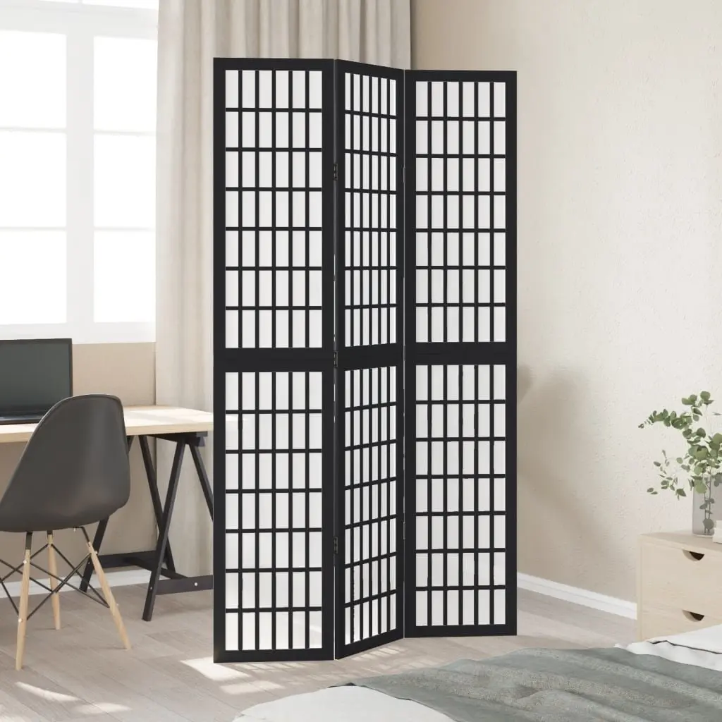 Room Divider Black 3 Panels Folding Privacy Screen Indoor Partition Hinged