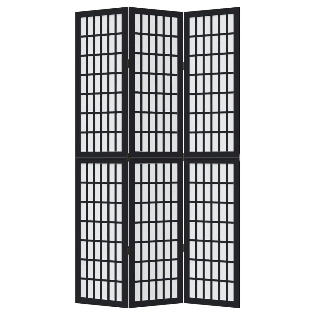 Room Divider Black 3 Panels Folding Privacy Screen Indoor Partition Hinged