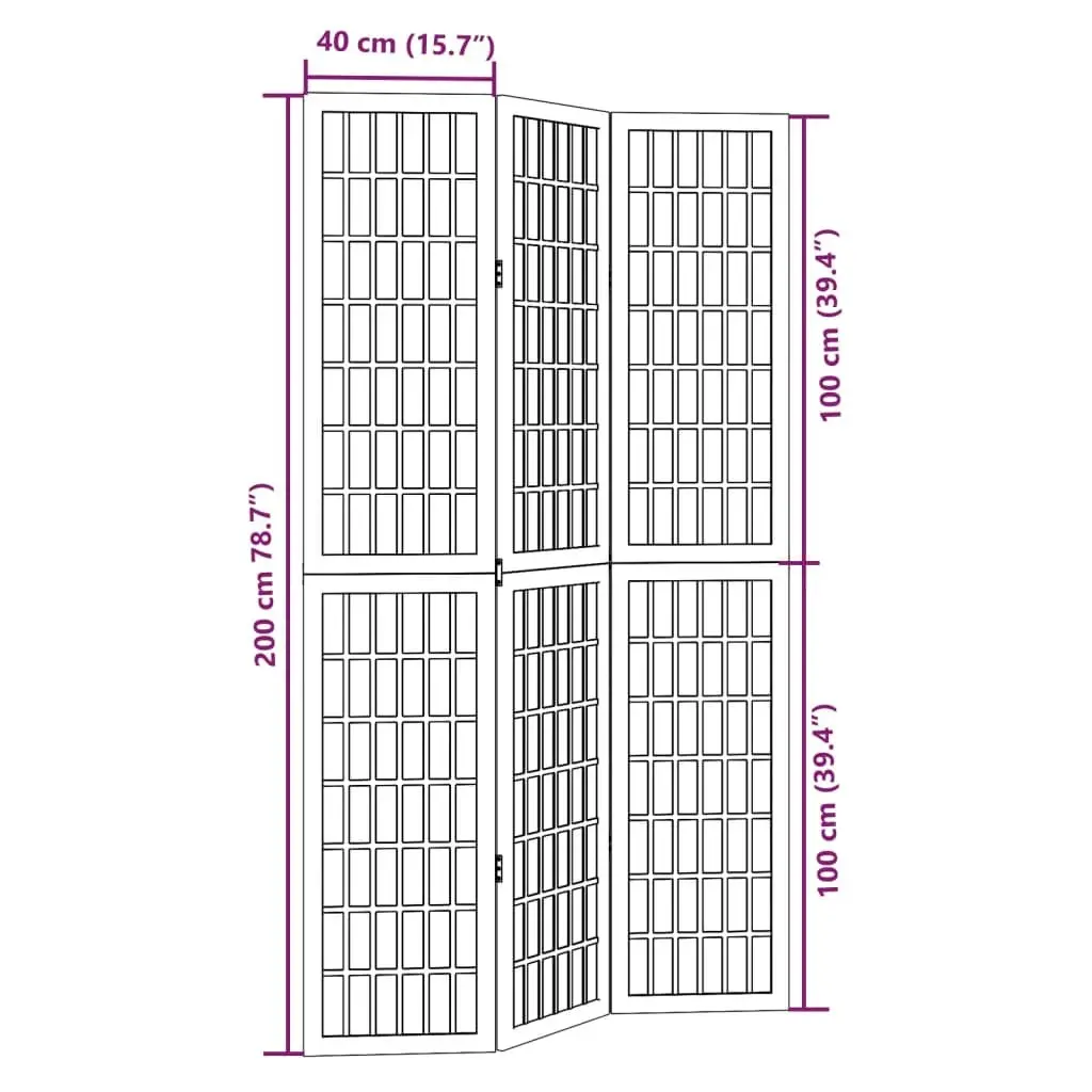 Room Divider Black 3 Panels Folding Privacy Screen Indoor Partition Hinged