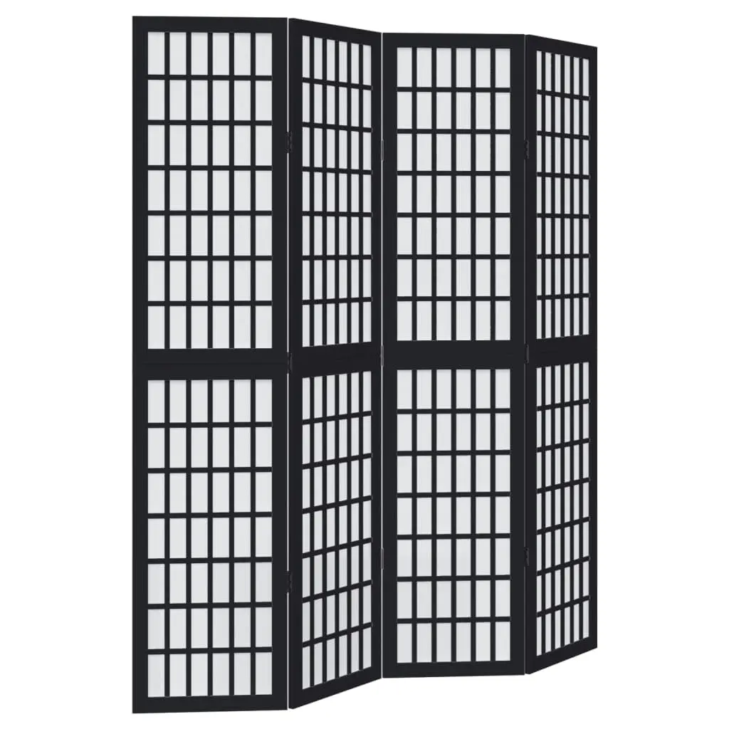 Room Divider Black 4 Panels Folding Privacy Screen Partition Indoor Decorative