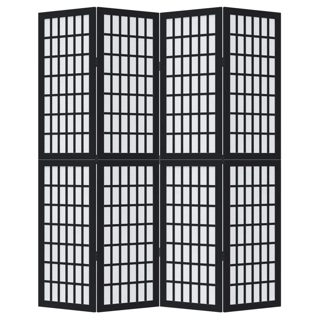 Room Divider Black 4 Panels Folding Privacy Screen Partition Indoor Decorative
