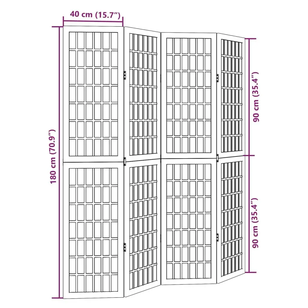 Room Divider Black 4 Panels Folding Privacy Screen Partition Indoor Decorative