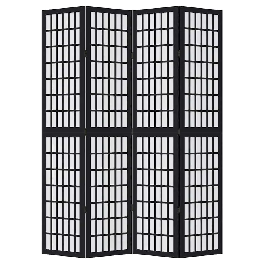 Room Divider Black 4 Panels Folding Privacy Screen Indoor Partition