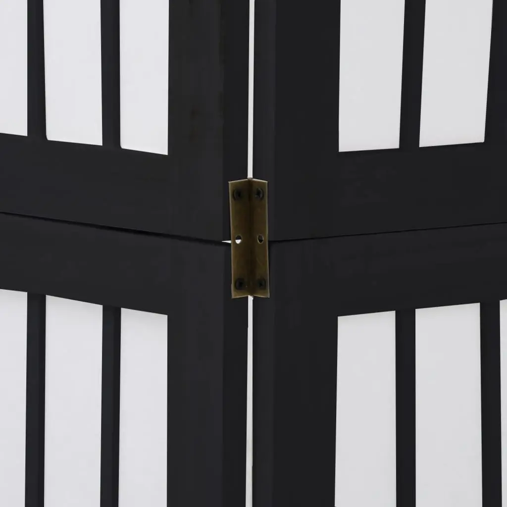 Room Divider Black 6 Panels Folding Privacy Screen Partition Wood Frame Indoor