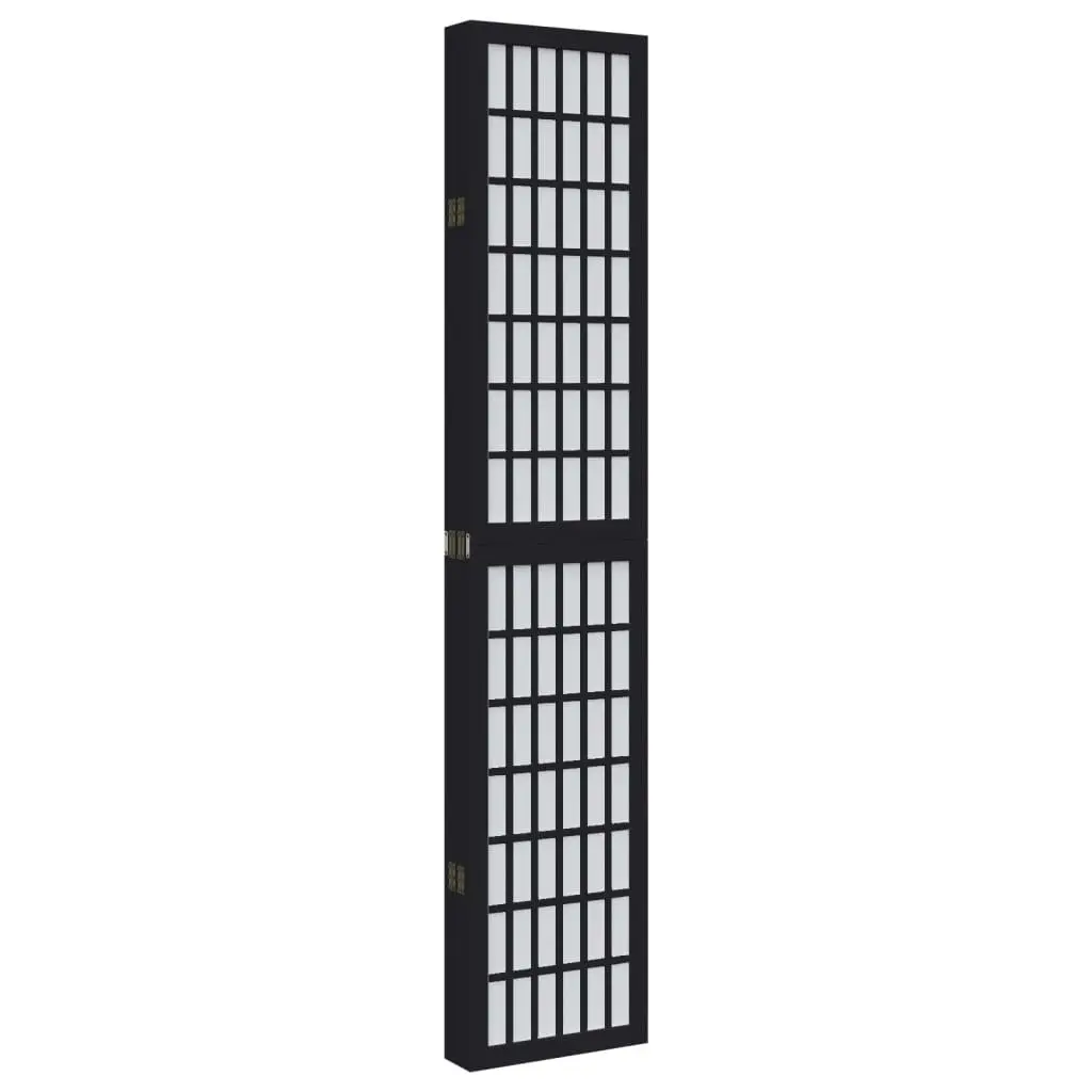 Room Divider Black 6 Panels Folding Privacy Screen Partition Wood Frame Indoor