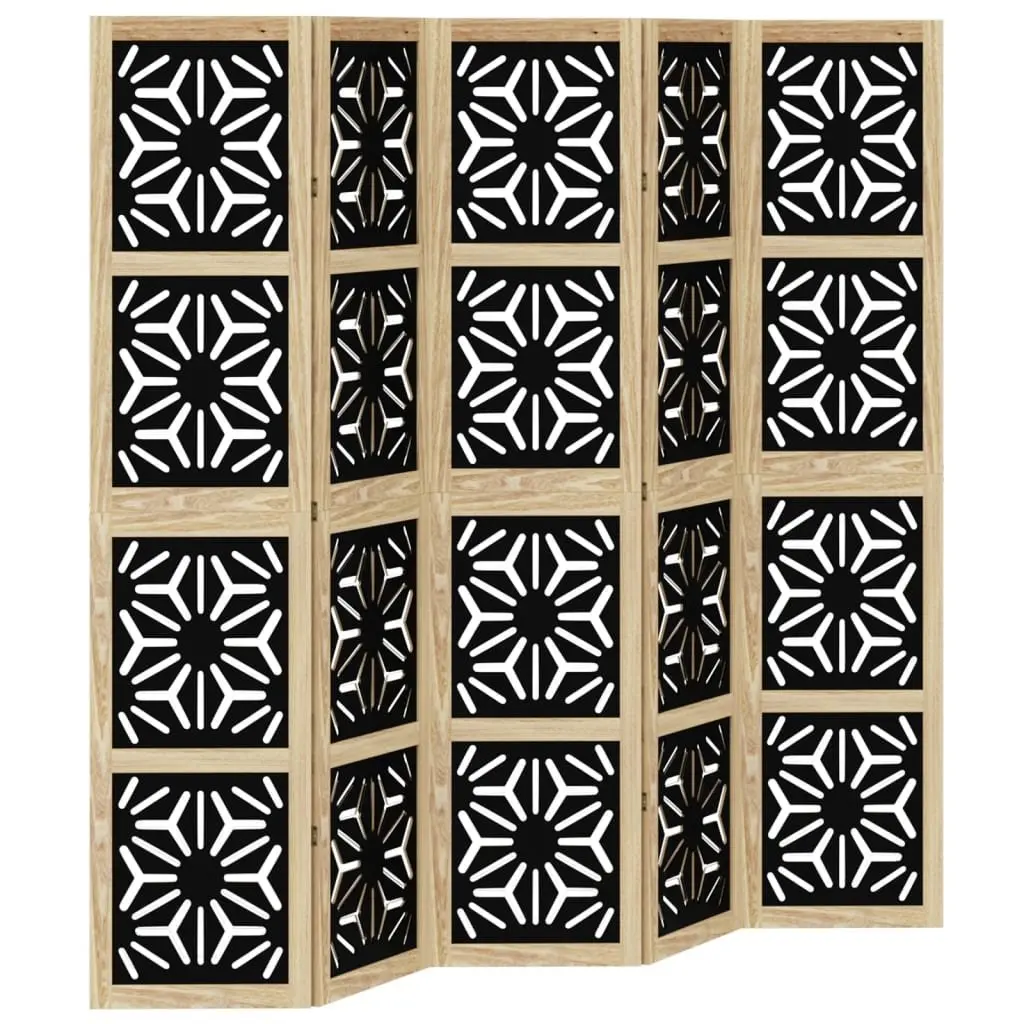 Room Divider 5 Panels Folding Privacy Screen Wooden Partition Indoor Decor