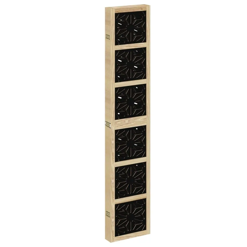 Room Divider Brown Black 6 Panel Folding Privacy Screen Indoor Use