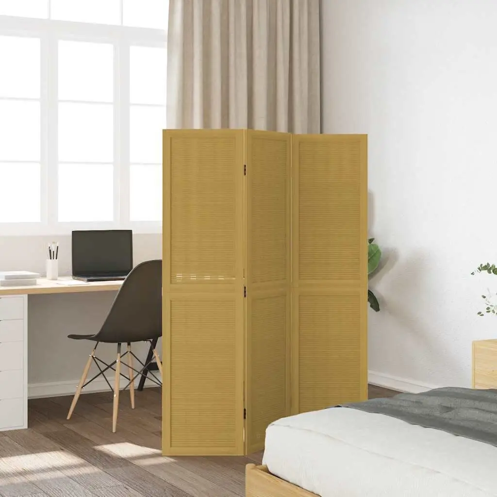 Room Divider Brown 3 Panels Folding Privacy Screen Partition Indoor