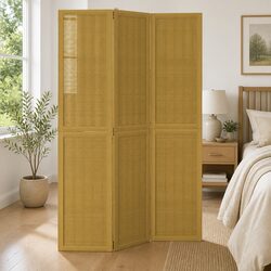 3-Panel Brown Room Divider for Indoor Use