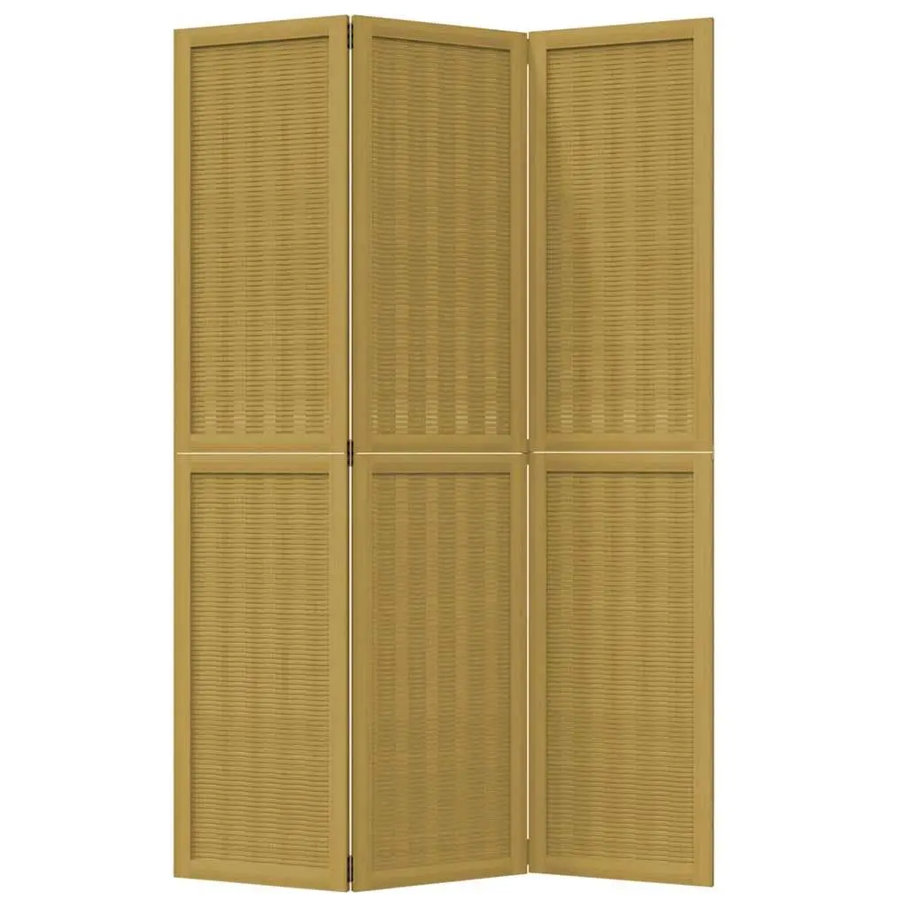 Room Divider Brown 3 Panels Folding Privacy Screen Indoor Partition Wooden Frame