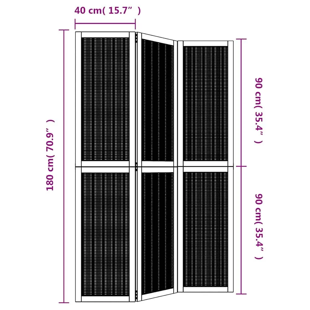 Room Divider Brown 3 Panels Folding Privacy Screen Indoor Partition Wooden Frame