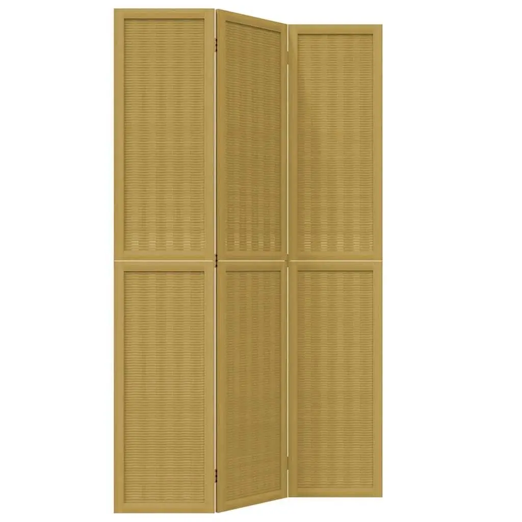 Room Divider Brown 3 Panels Folding Privacy Screen Indoor Partition Paulownia Wood