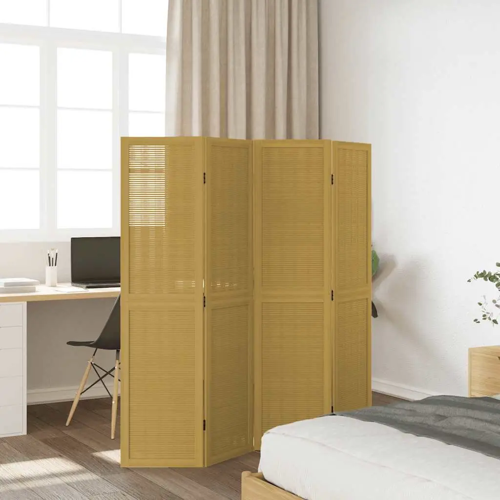 Room Divider Brown 4 Panels Folding Privacy Screen for Bedroom Living Room Partition