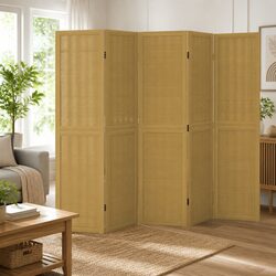 Concise 5-Panel Brown Privacy Divider for Indoor Use
