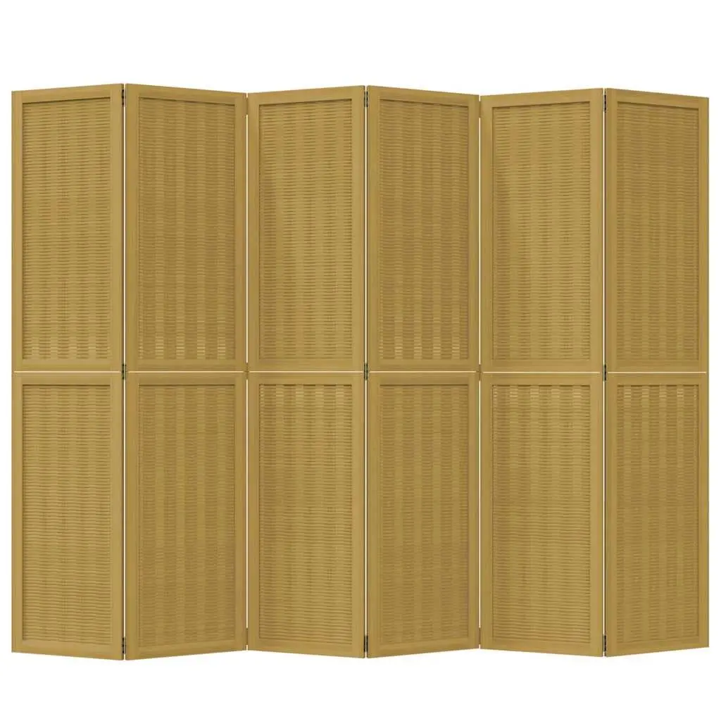Room Divider Brown 6 Panels Folding Privacy Screen Partition Indoor Bedroom