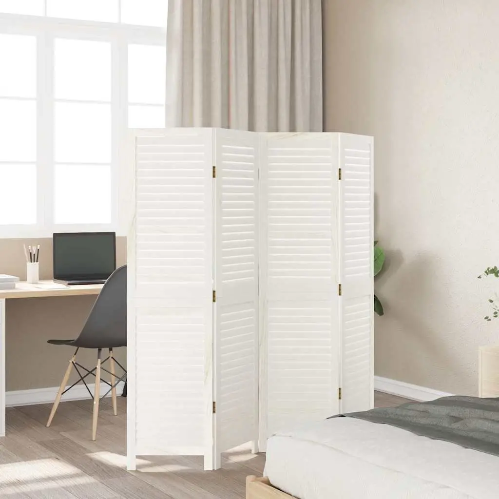 Room Divider White 4 Panels Folding Privacy Screen Indoor Partition