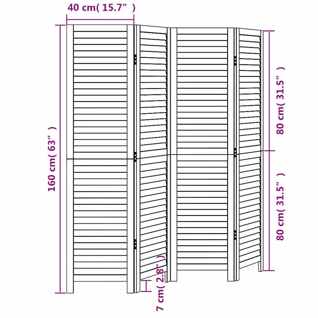 Room Divider White 4 Panels Folding Privacy Screen Indoor Partition