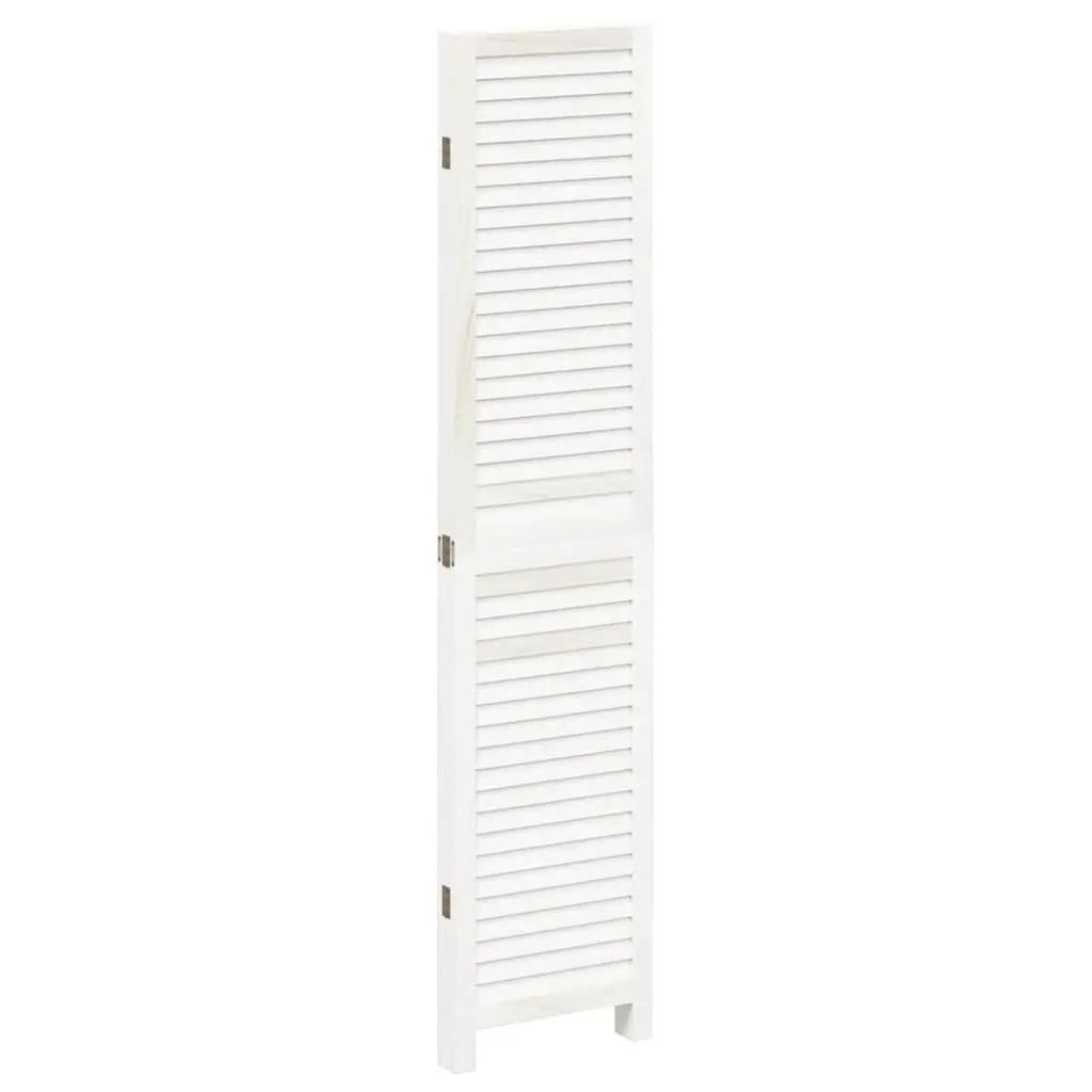 Room Divider White 4 Panels Solid Wood Folding Privacy Screen Partition