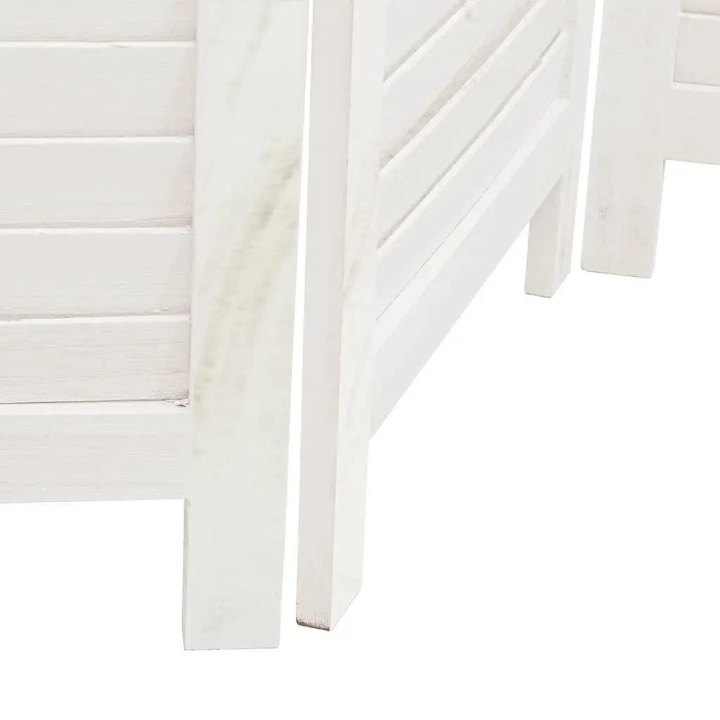 Room Divider White 4 Panels Solid Wood Folding Privacy Screen Partition