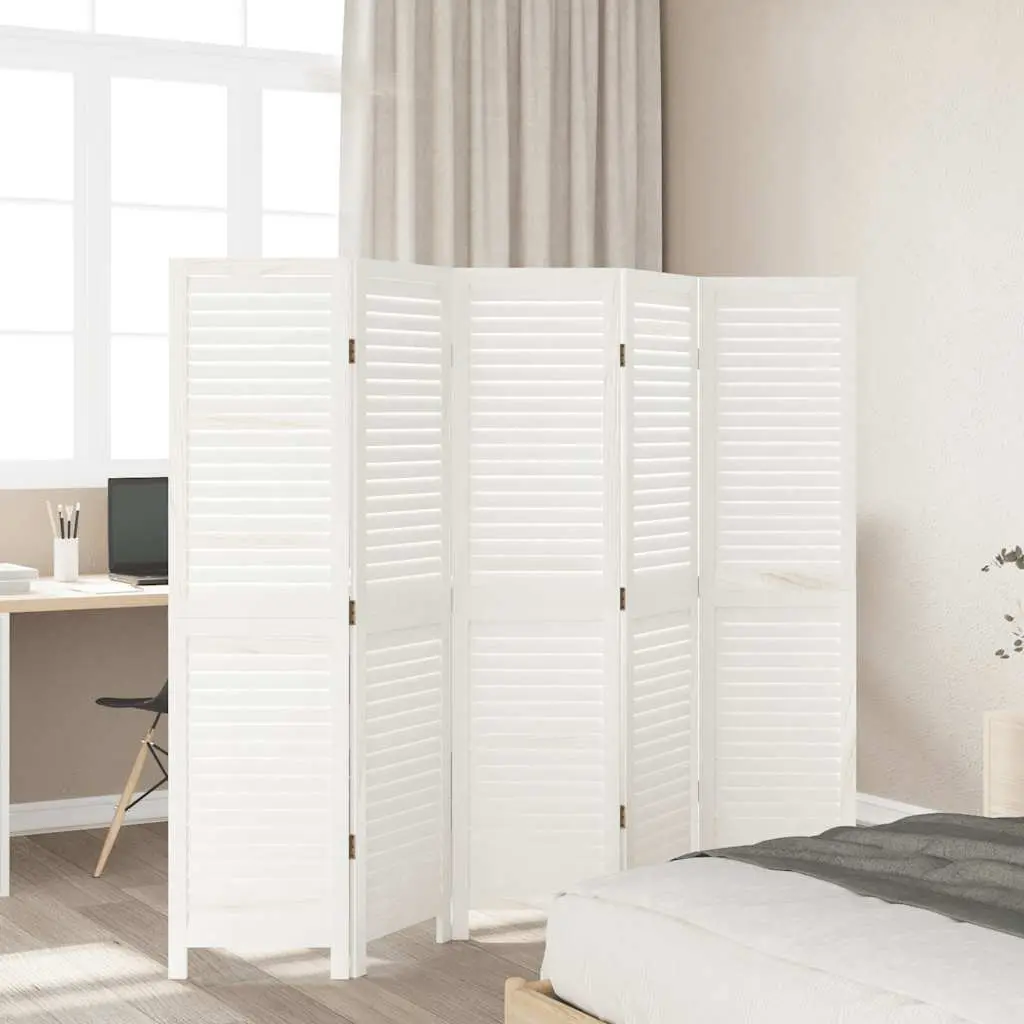 Room Divider White 5 Panels Folding Privacy Screen Partition Home Office