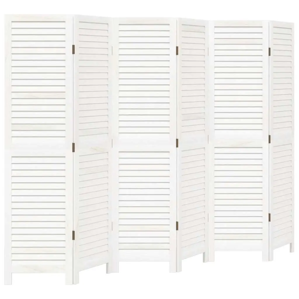 Room Divider White 6 Panel Folding Screen Partition Privacy Indoor Solid Wood