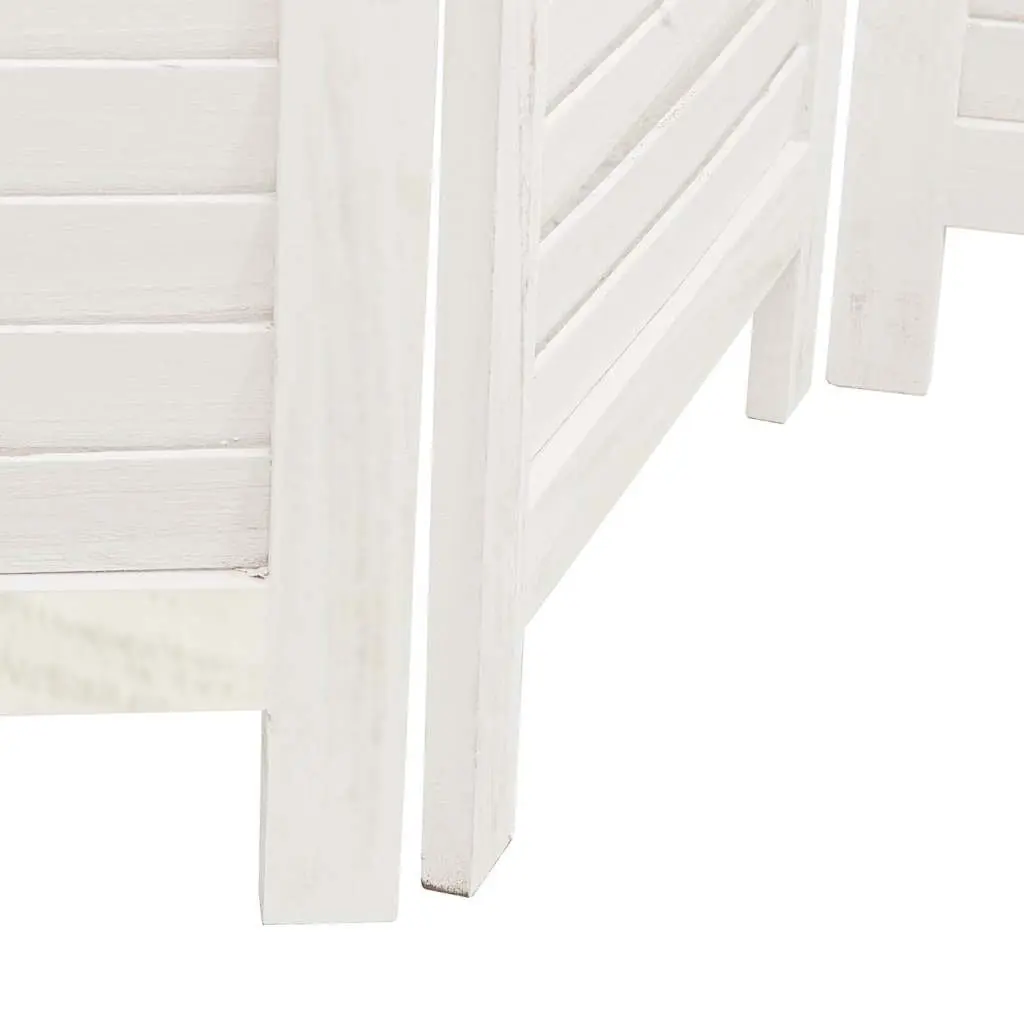 Room Divider White 6 Panel Folding Screen Partition Privacy Indoor Solid Wood