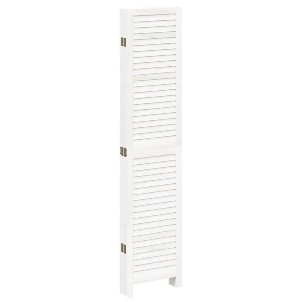 Room Divider White 6 Panels Solid Paulownia Wood Folding Privacy Screen