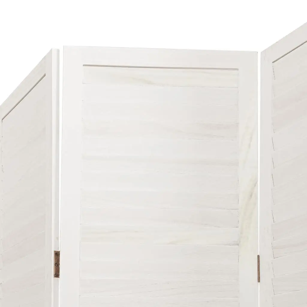 Room Divider White 6 Panels Solid Paulownia Wood Folding Privacy Screen