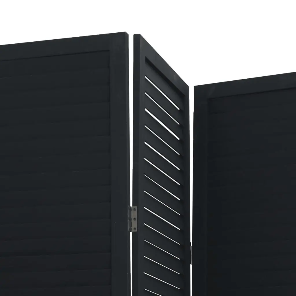 Room Divider Black 3 Panels Solid Wood Folding Privacy Screen Indoor