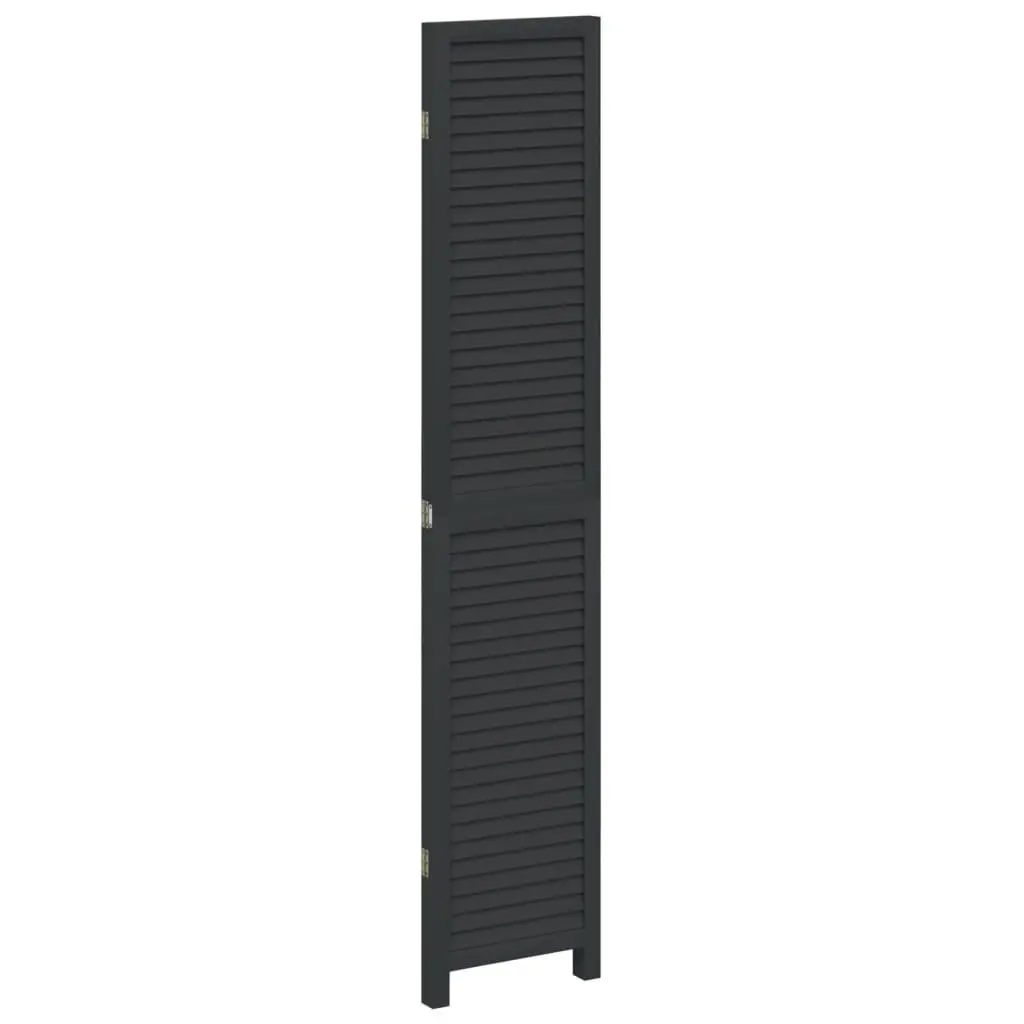 Room Divider Black 3 Panels Solid Wood Paulownia Privacy Screen Folding
