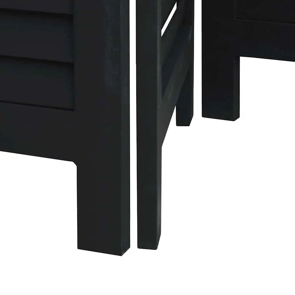 Room Divider Black 4 Panels Solid Wood Folding Privacy Screen