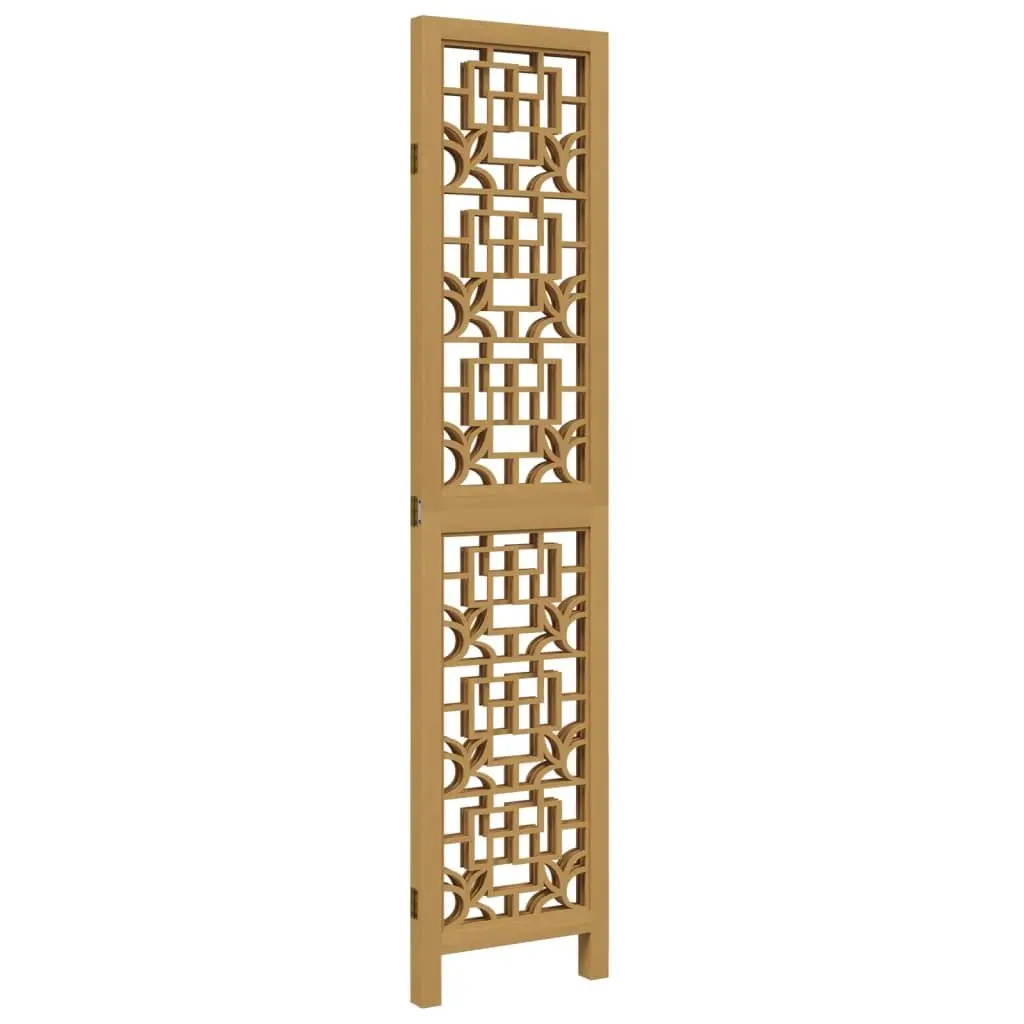 Room Divider Brown 3 Panel Folding Privacy Screen Solid Wood Partition