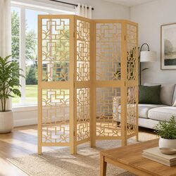 Room Divider 4 Panels Folding Privacy Screen Partition Indoor Decorative