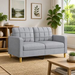 Compact Light Grey 2-Seater Sofa for Any Space