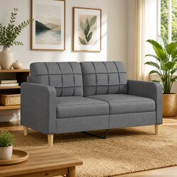 Compact Grey Fabric 2-Seater Sofa for Modern Spaces