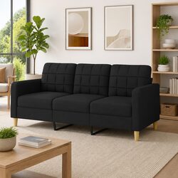 3-Seater Black Sofa 180cm