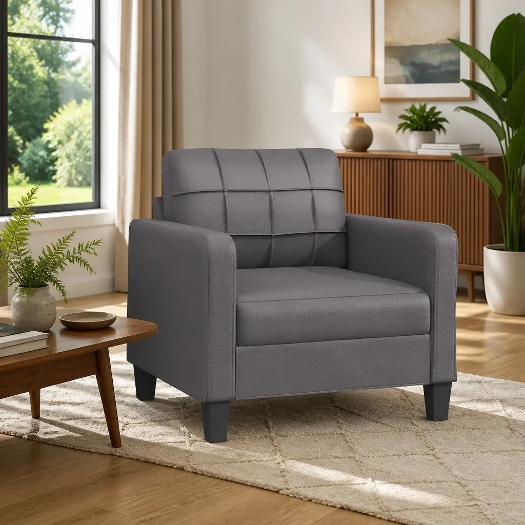 Sofa Chair Grey 60cm Compact Modern Armchair Lounge Seat